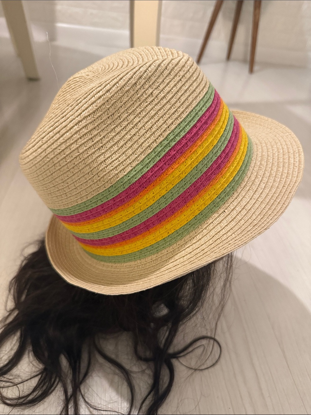 NWOT Colorful Straw Fedora Hat - Picture 5 of 11